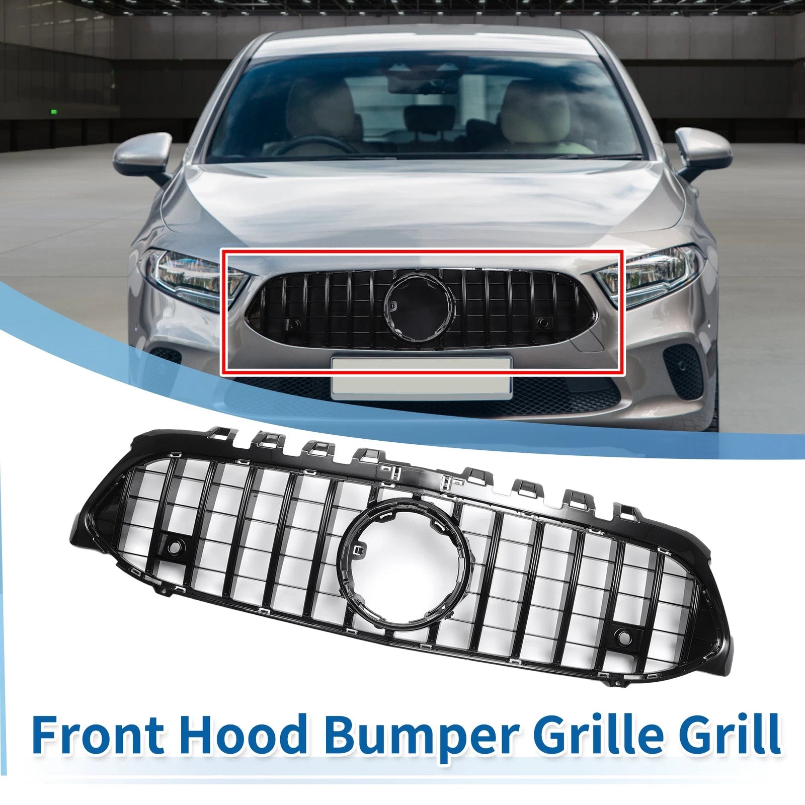 Front Upper Bumper Grille Grill Replacement for Mercedes-Benz GLC (2016–2022)