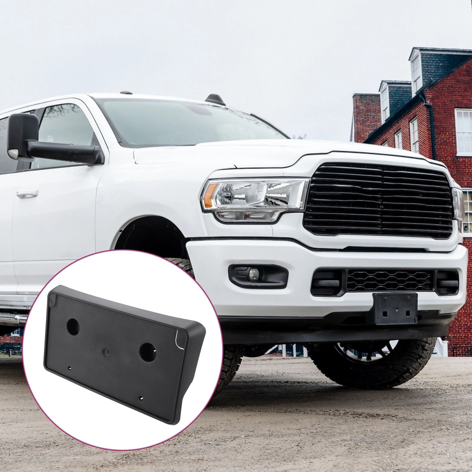 License Plate Frame Bracket for Dodge Ram (2013–2022) Durable Black Plastic