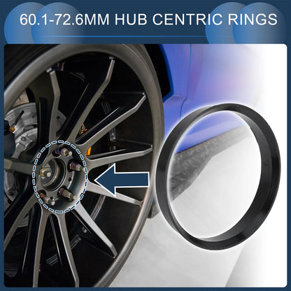 Set of 4 Hub Centric Rings 60.1mm ID 72.6mm OD for Car Wheel