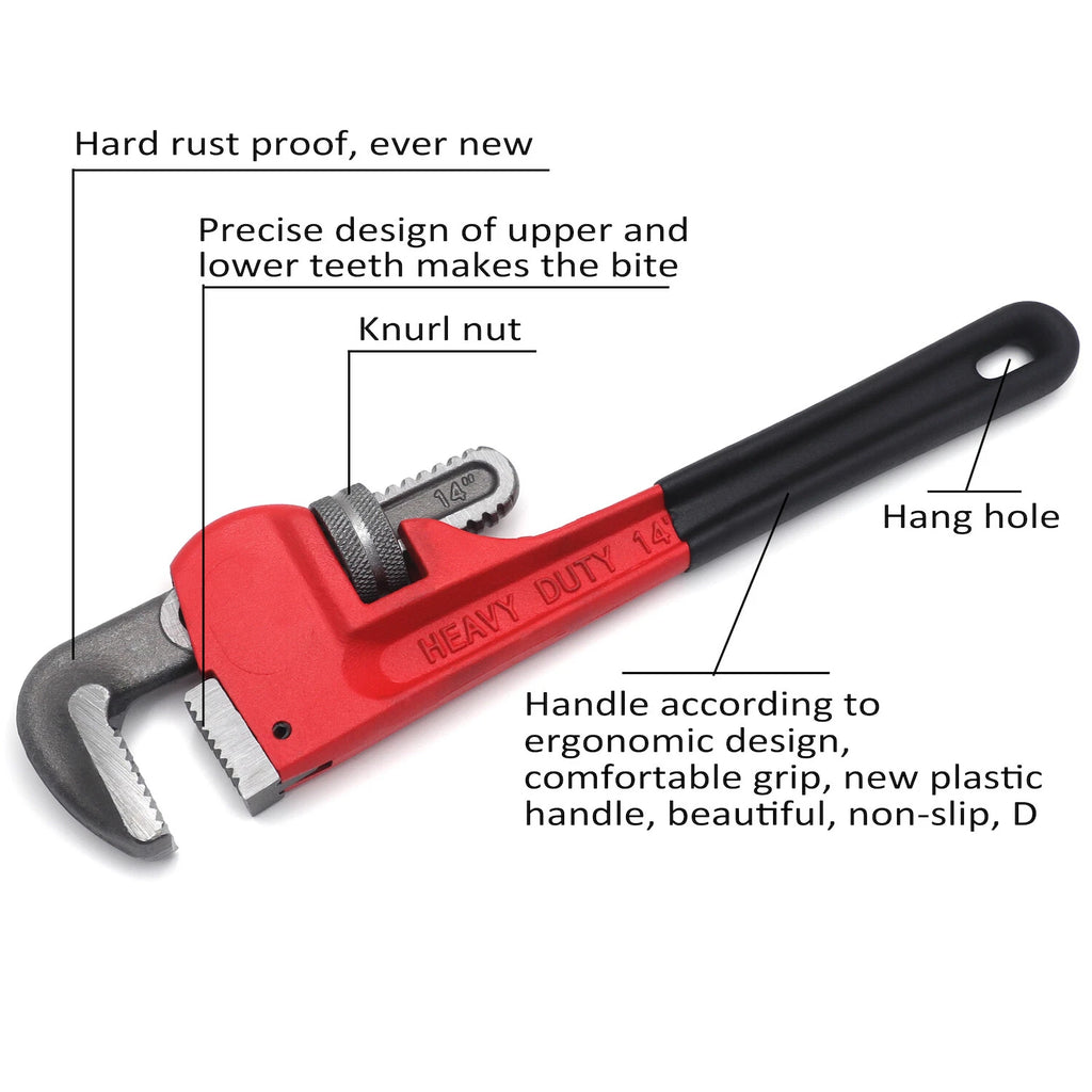 14in Cast Iron Pipe Wrench Heavy Duty Adjustable Spanner