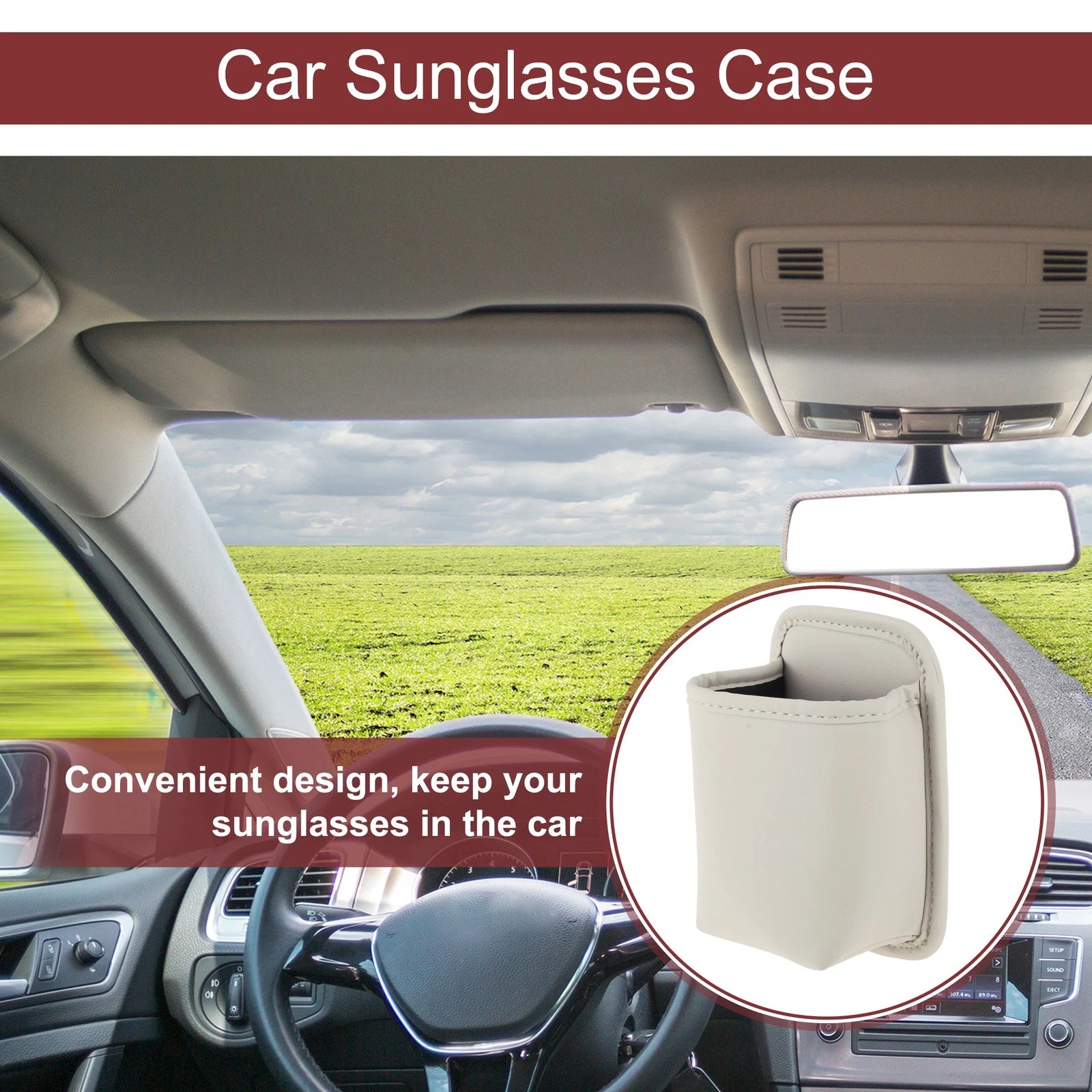Sunglasses Case for - Leather, White