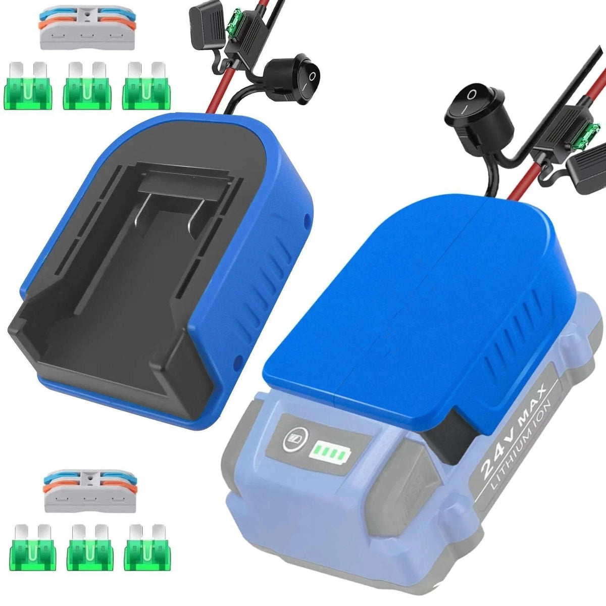 Power Wheel Adapter 2 Pack for Kobalt 24V Max KB424-03 (With Fuse Switch, 14AWG)