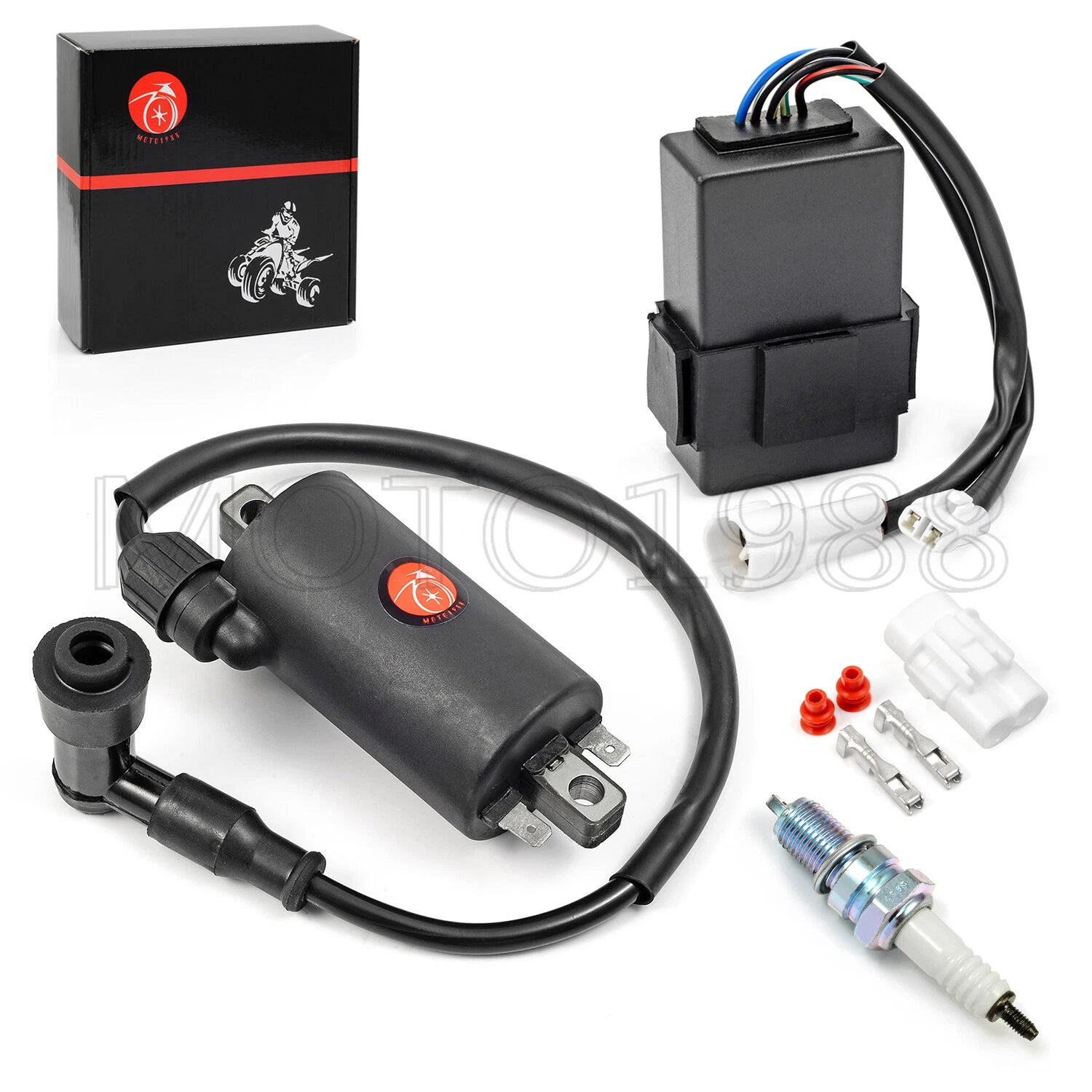 Ignition Coil CDI Spark Plug Kit for Kawasaki Bayou 300 KLF300C KLF300B (1988–2004)