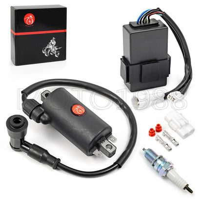 Ignition Coil CDI Spark Plug Kit for Kawasaki Bayou 300 KLF300C KLF300B (1988–2004)