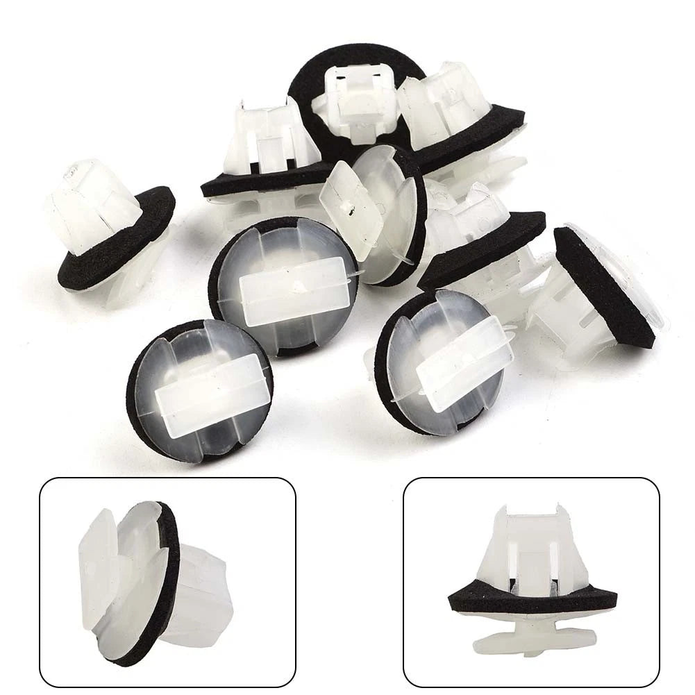 10pcs Moulding Clips for Car Side Sill (White & Black)