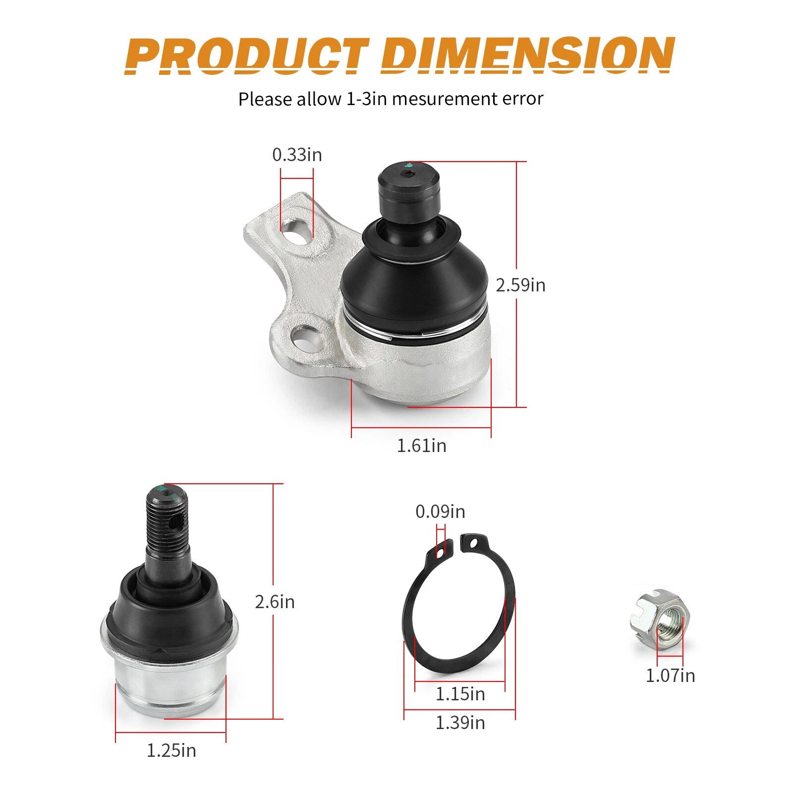 Upper & Lower Front Ball Joint Kit for Can-Am Outlander 650 (2013–2023)