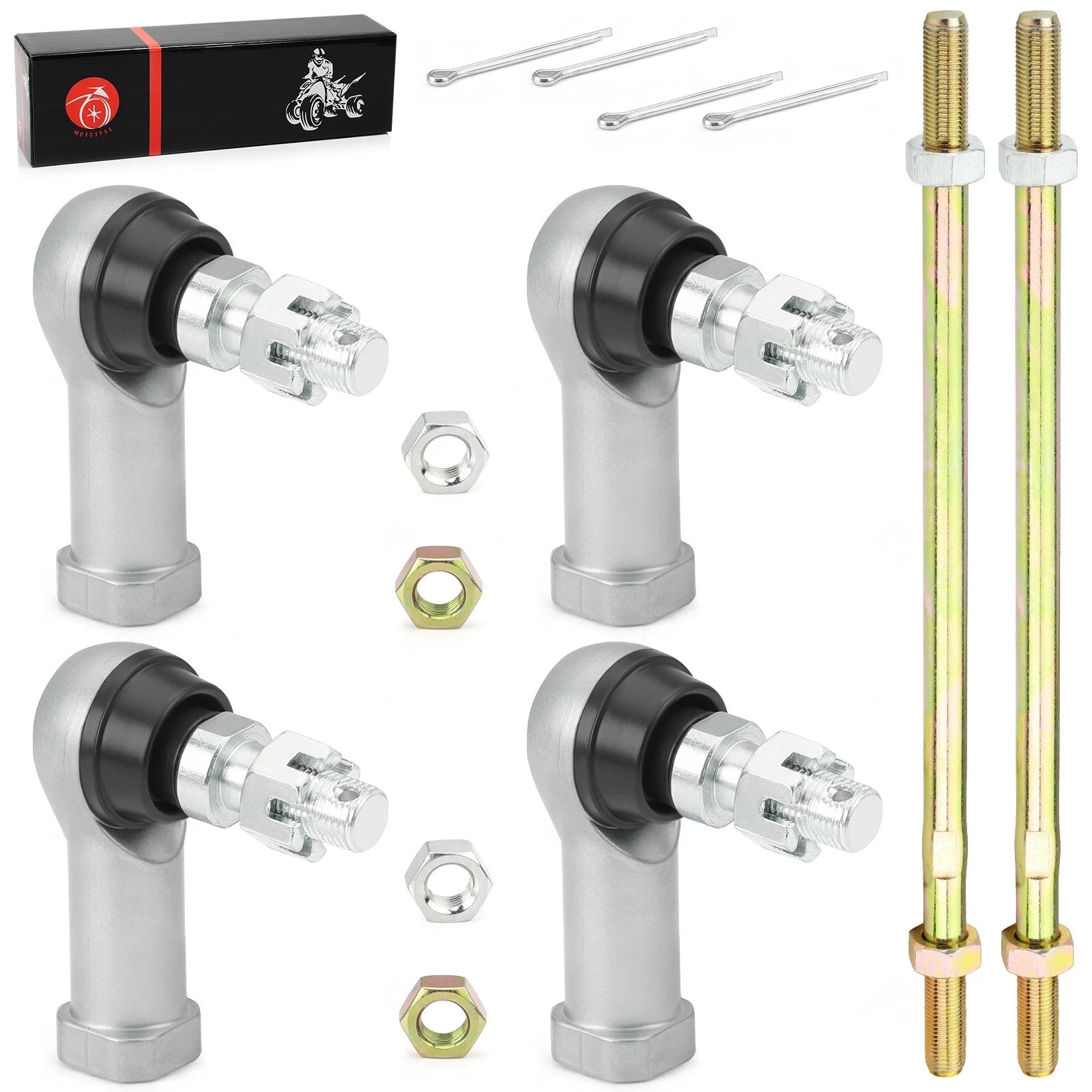 Set of 2 Tie Rod Ends Kit w/ Nut Pin for Honda Foreman 450 TRX450 (1998–2004)