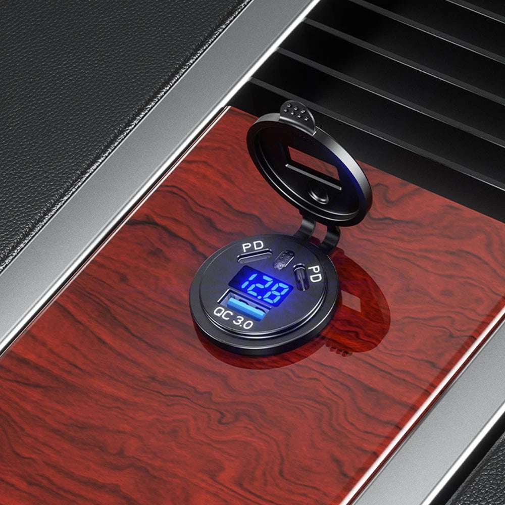 Dual QC3.0 USB Fast Charger Adapter Socket for Universal Vehicles (2010–2023)