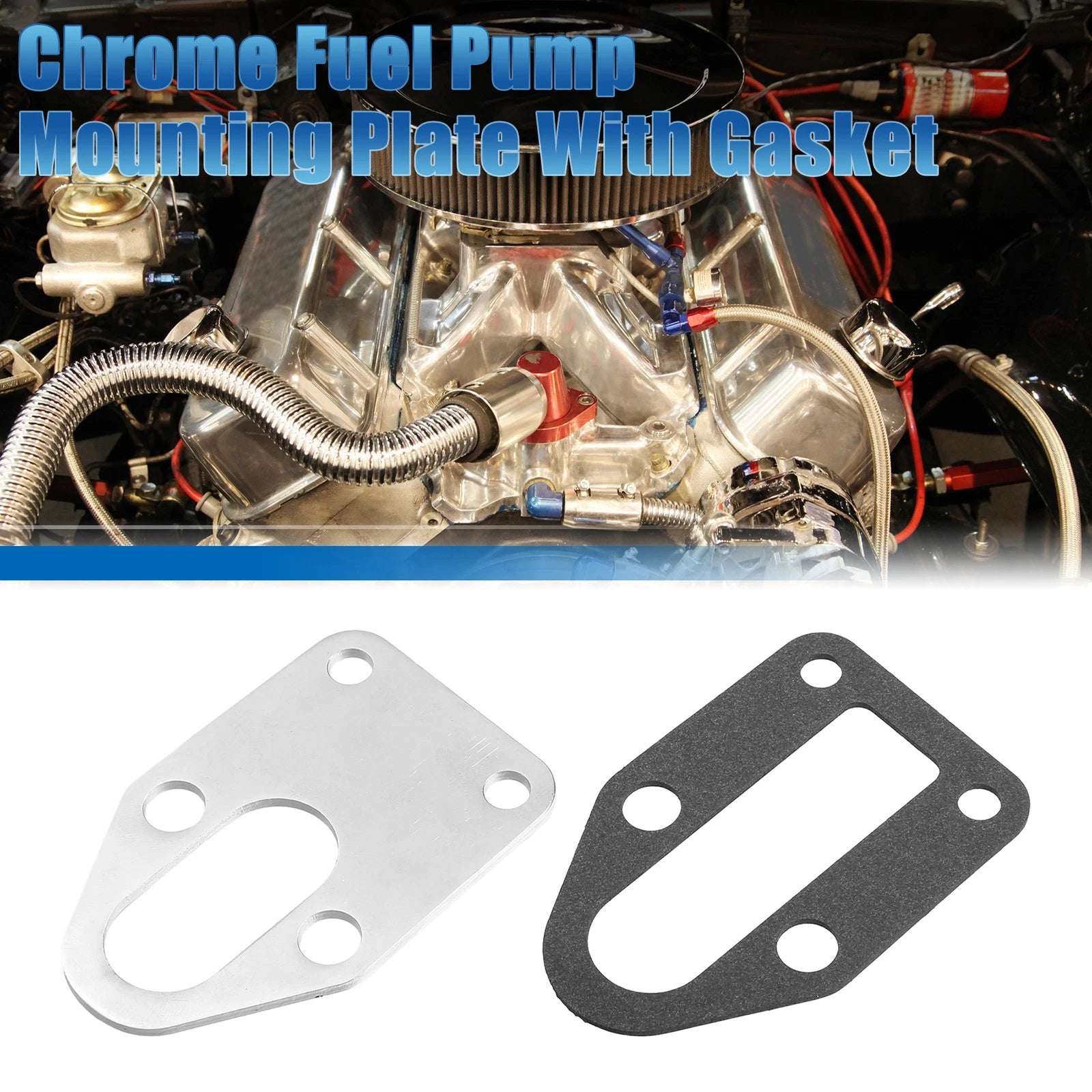 Fuel Pump Mounting Plate with Gasket Replacement for Chevy SBC Engine (1969–1979)