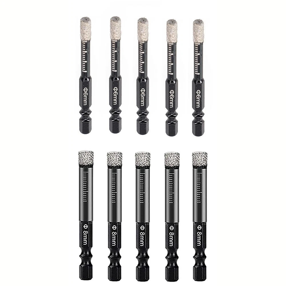 5X Hex Handle Vacuum Brazed Diamond Dry Drill Bits for Automotive Use