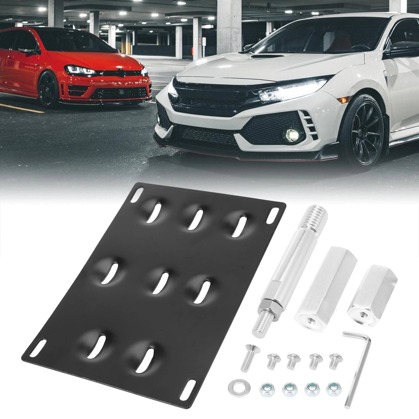 Tow Hook License Plate Mount Bracket Holder for Mercedes-Benz (2008–2018)