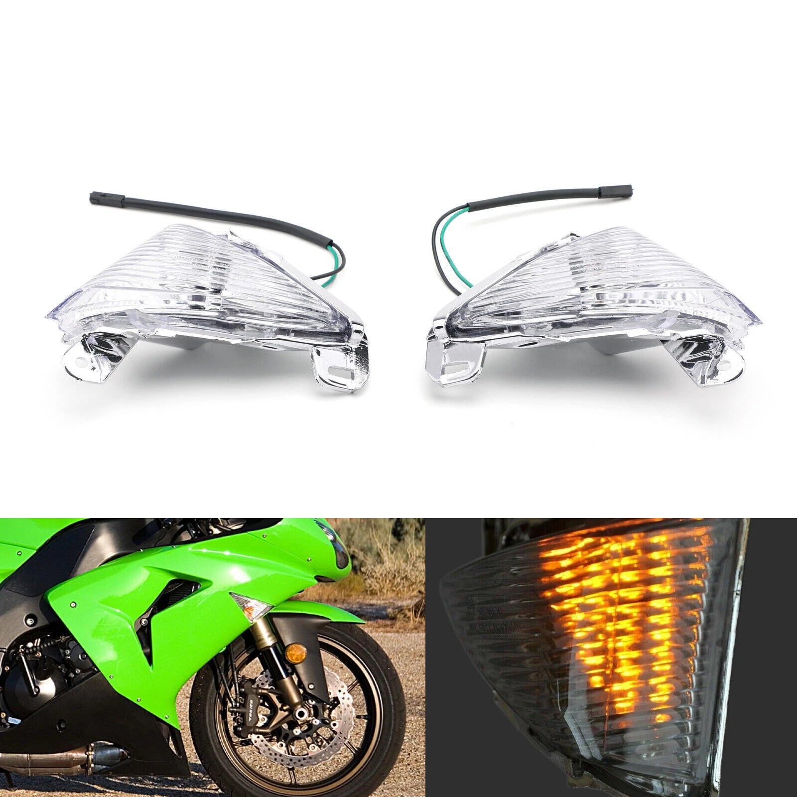 Front Turn Signal Lens for Kawasaki Ninja ZX6R ZX10R ZX14R EX650 ER-6N GTR1400 (2000–2023)