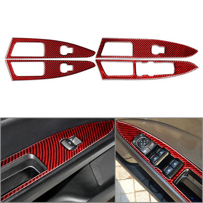 Window Lift Panel Switch Cover Trim for Ford Mondeo (2018–2019) Carbon Fiber Red
