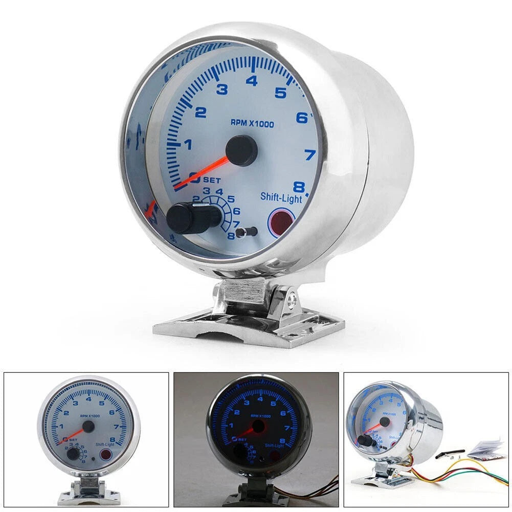 3" Tachometer Gauge for Car with Blue LED Lighting (Universal)