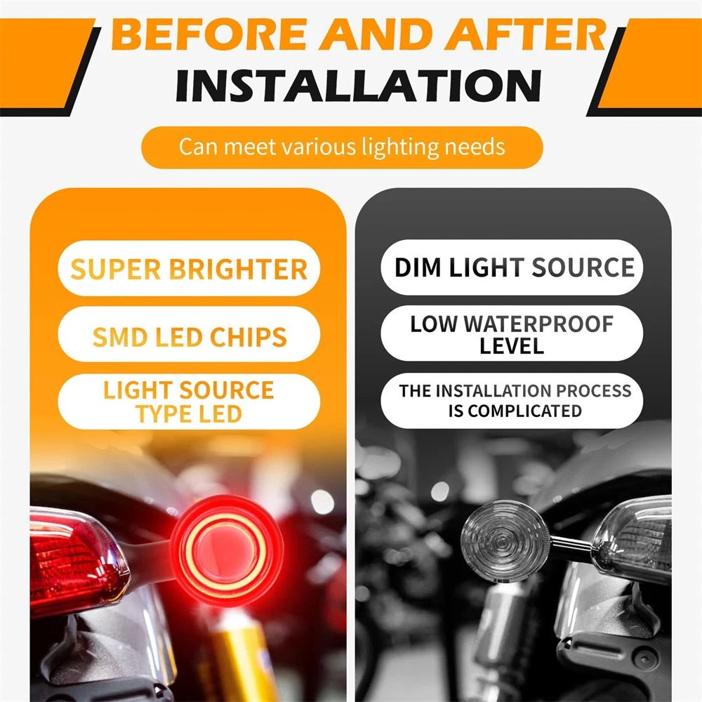 2Pcs LED Turn Signal Blinker for Motorcycle (Black Housing)