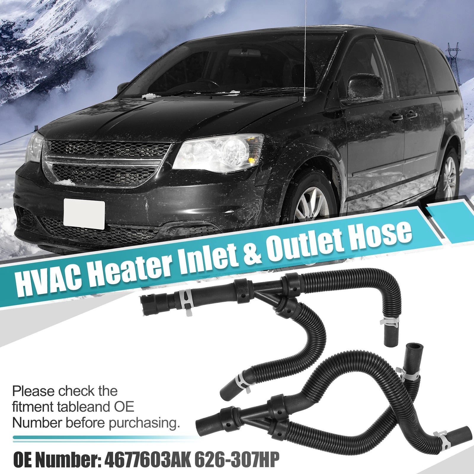 Car Heater Hose Assembly Set Replacement for Chrysler Town & Country (2008–2020)