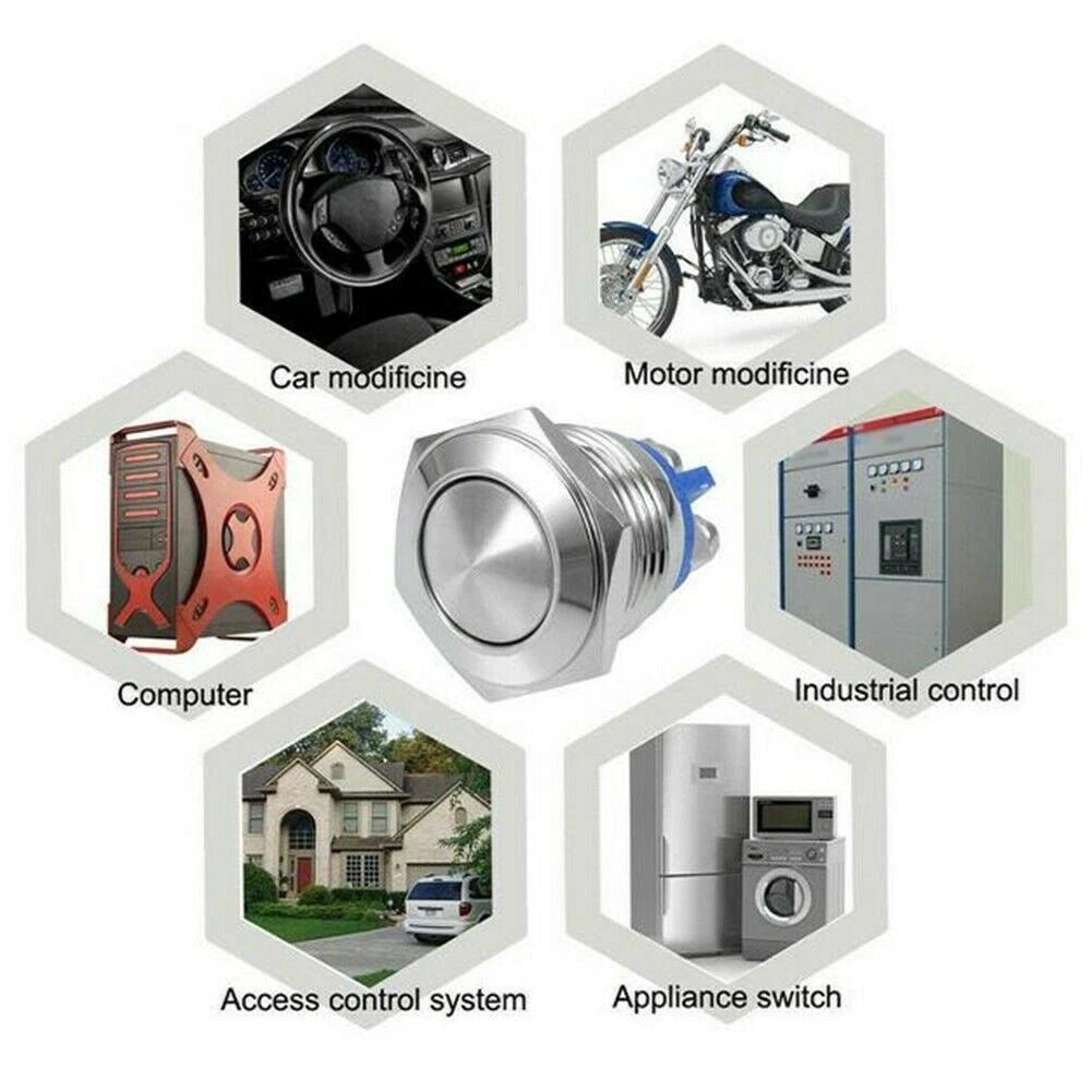 Push Button Switch 12V 16mm for Car/Boat (Factory)