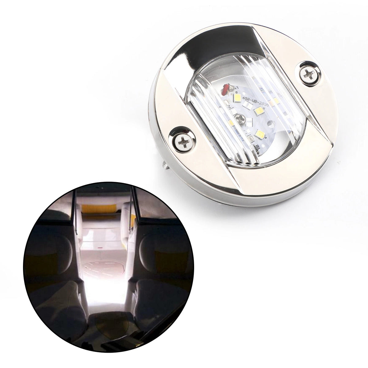 LED Transom Anchor Stern Light for Marine Boat Yacht (12V) 2835-SMD Chrome