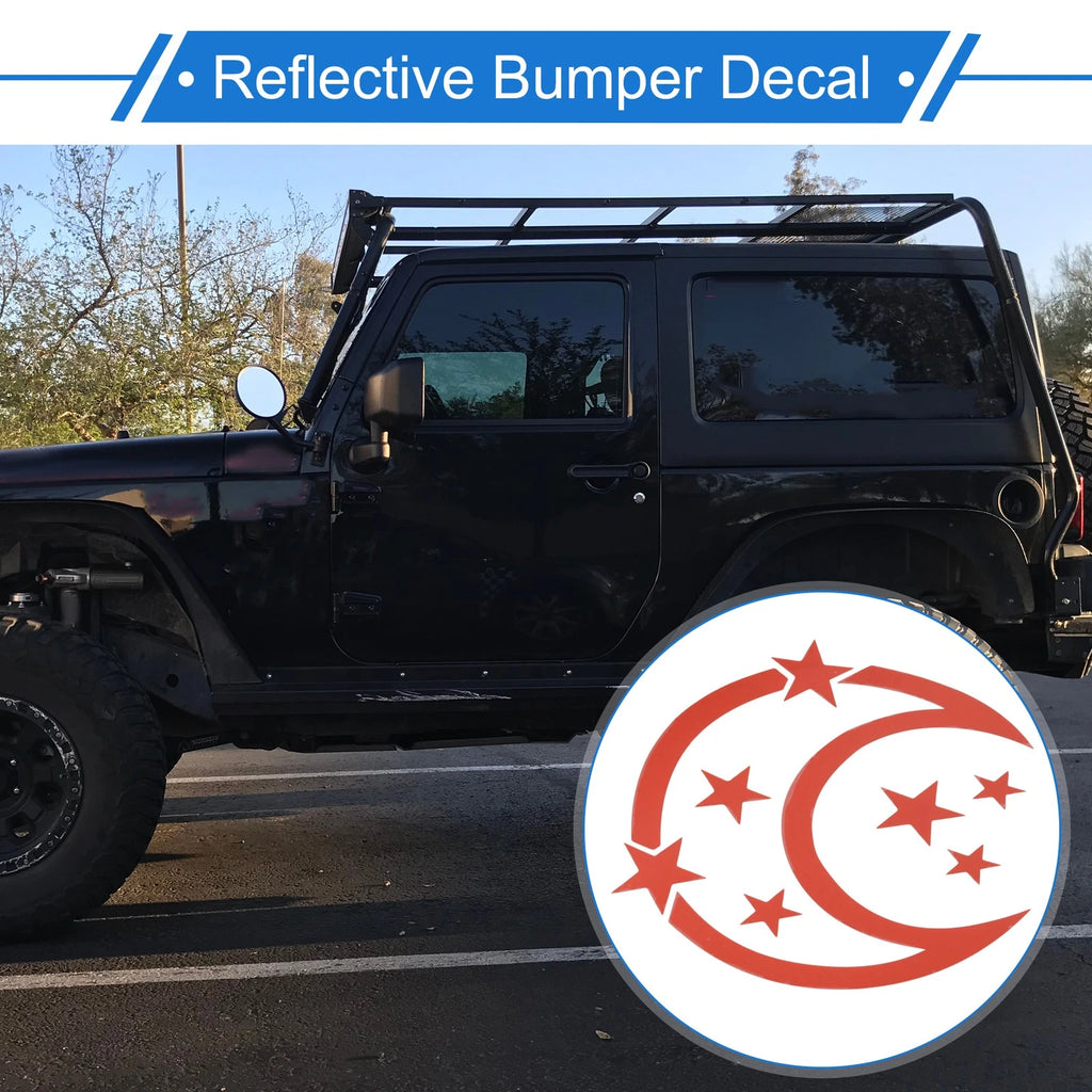 Reflective Bumper Decal for - Red Moon & Stars