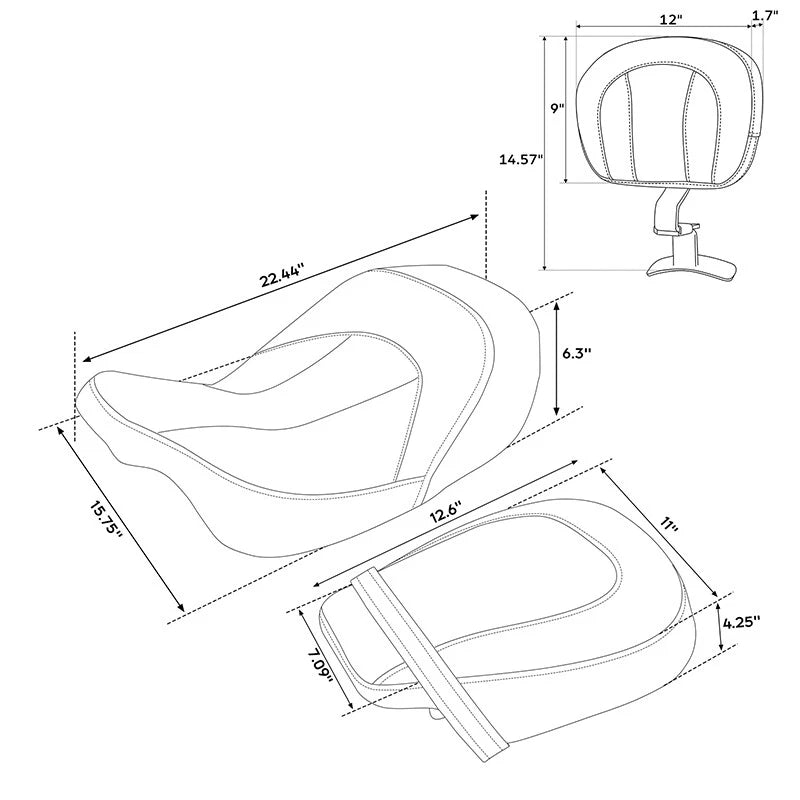 Driver Passenger Seat Backrest for Harley CVO Street Road Glide (2009–2023)