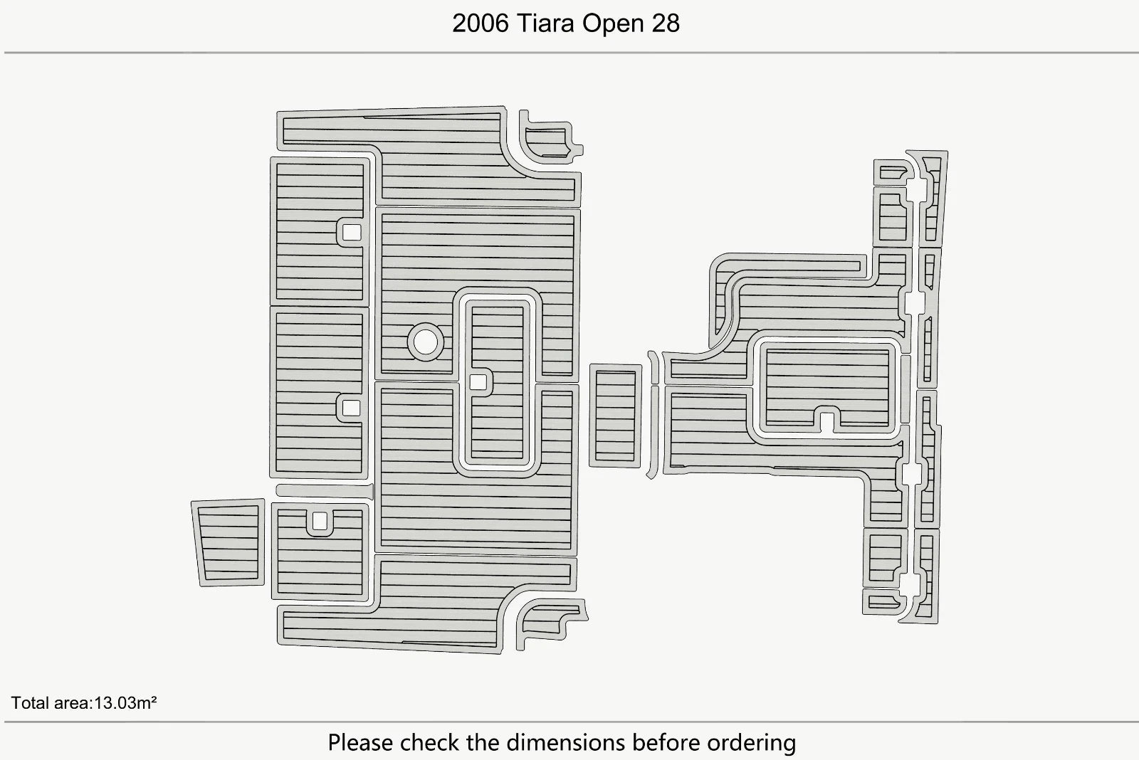 EVA Pads for Tiara Open 28 (2006) - Foam Teak Deck Flooring Mat