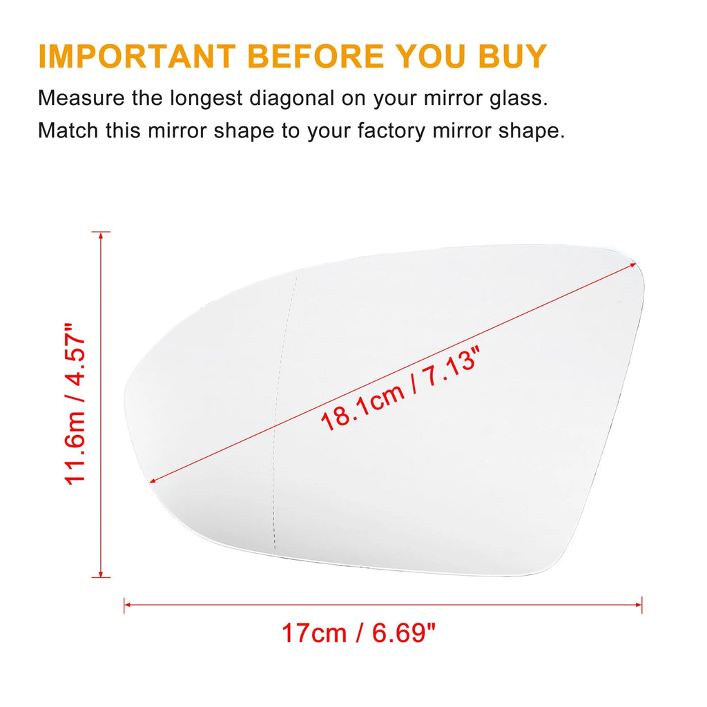Heated Mirror Glass Driver Left Side Rearview for Chevrolet Cruze (2011–2018)
