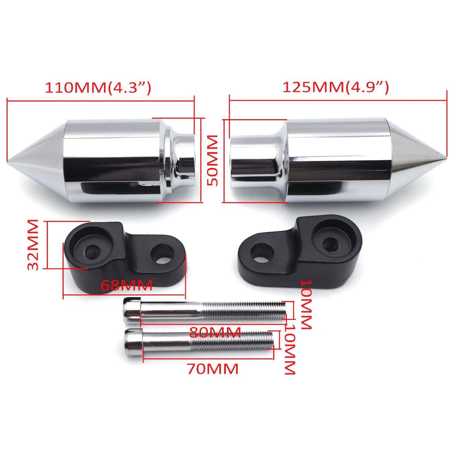 Chrome Spike Frame Slider Crash Protector for Honda CBR 600RR (2007–2008)
