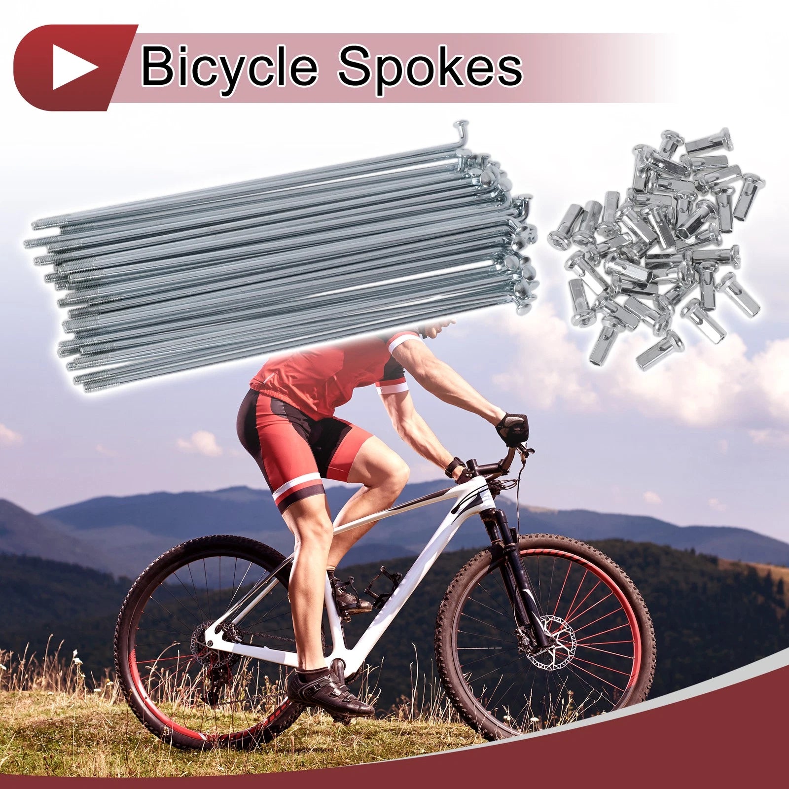 Bicycle Spokes Set 131mm Steel Galvanized for 12G Wheel (1920–2020)