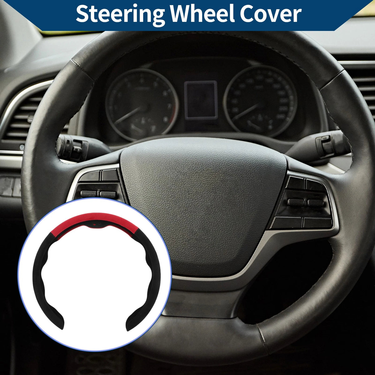 Steering Wheel Cover for - 14.96" Black Red