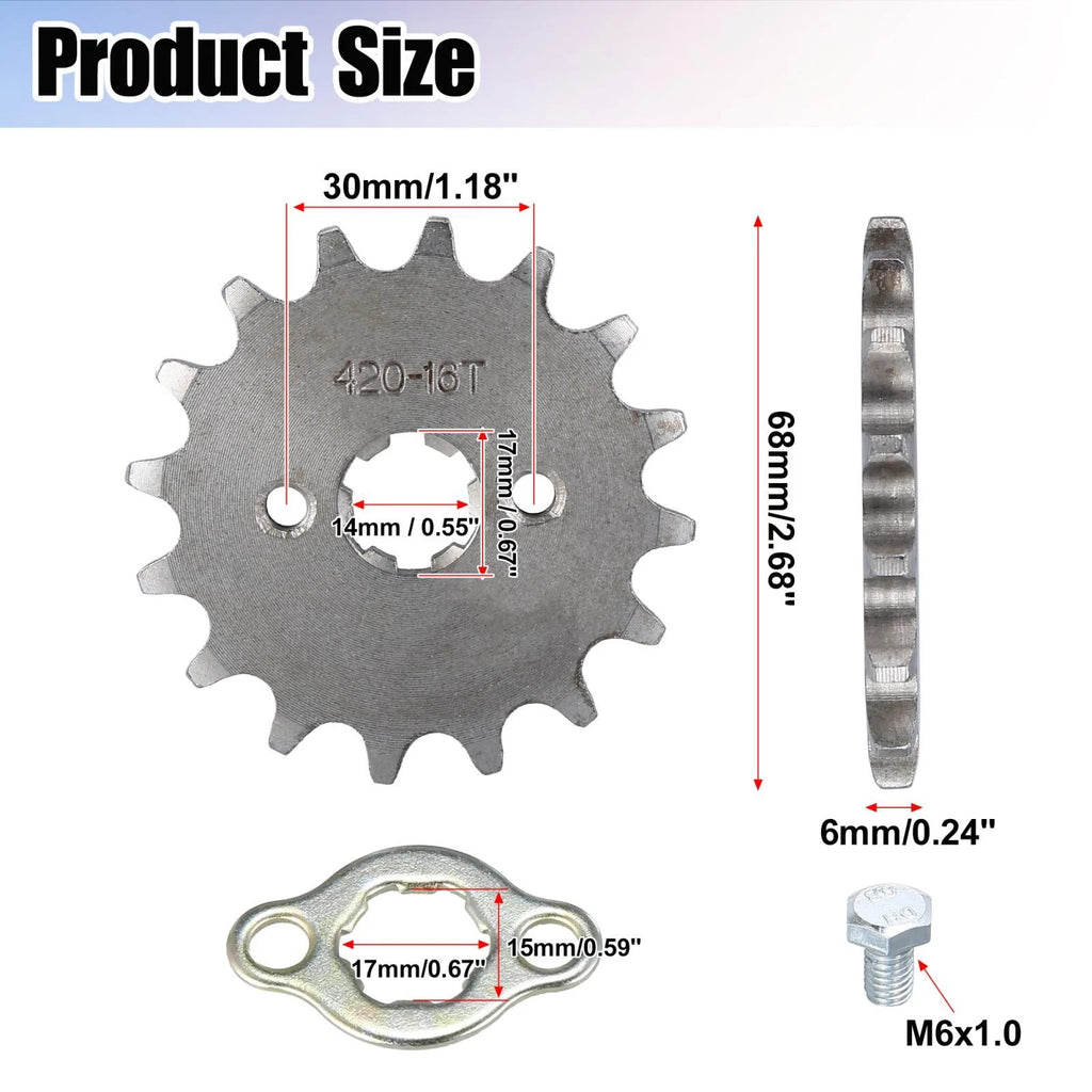 Front Sprocket 17mm 420 16T Replacement for Honda 50cc 70cc 90cc (1970–2016)