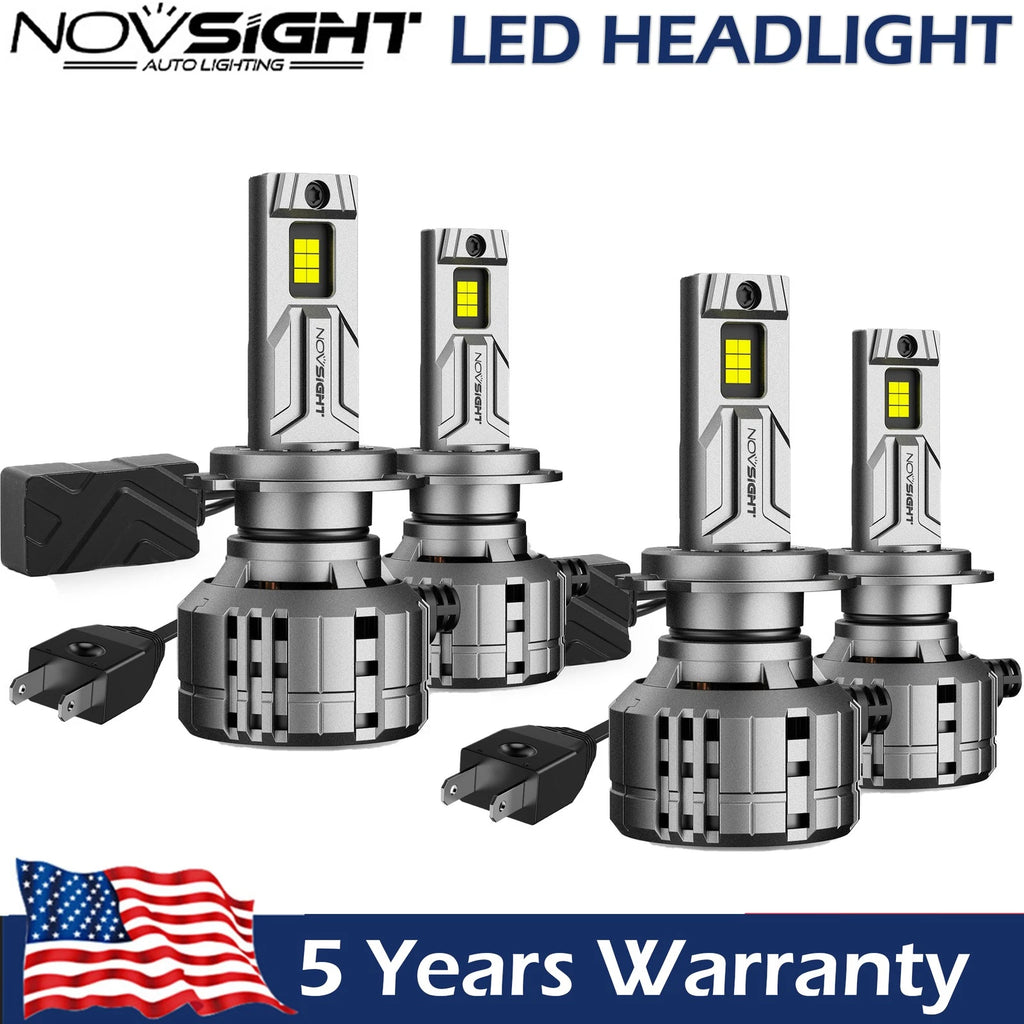 4X H7 LED Headlight Bulbs Kit for High + Low Beam (6500K Super White)
