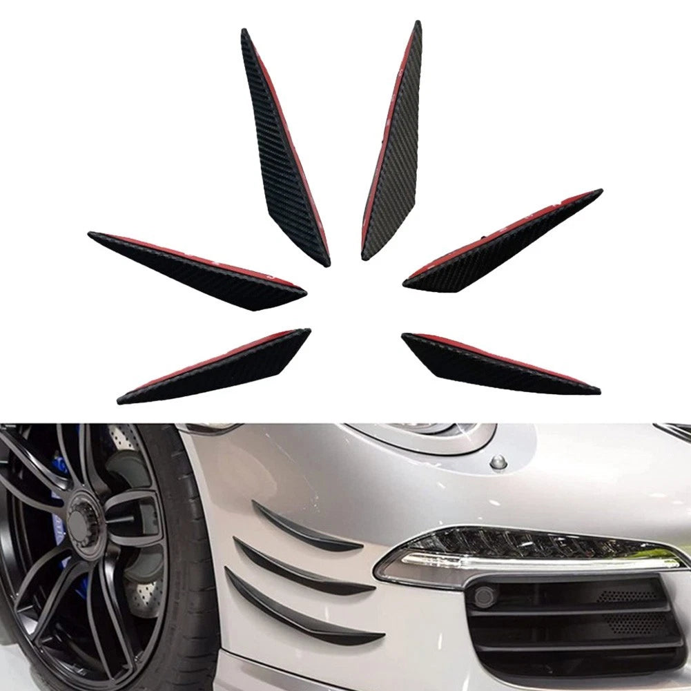 6X Front Bumper Decal Spoiler Canards Kit for Vehicle