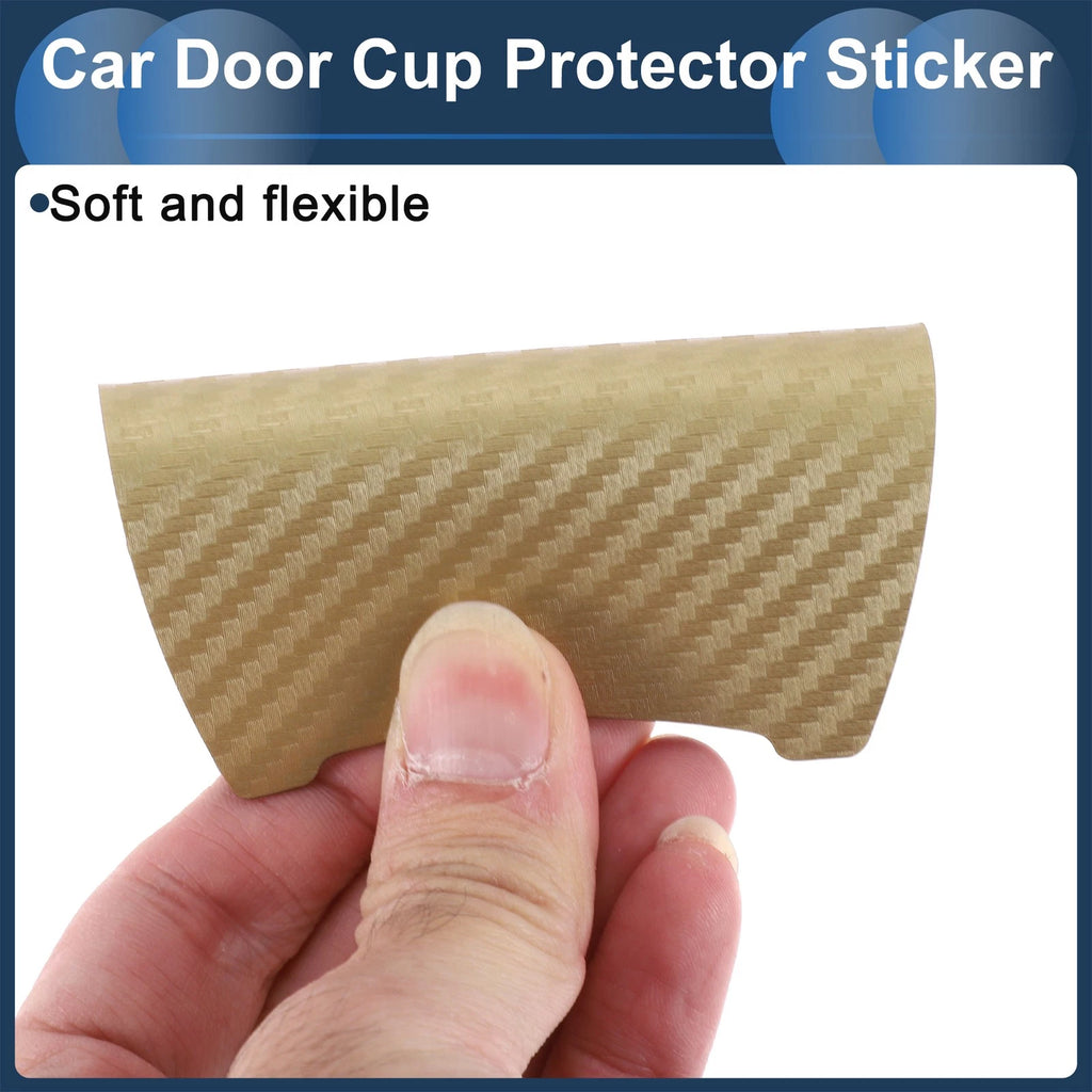 3D Car Door Handle Scratch Protector for Universal Vehicles (90x100mm) Gold Tone