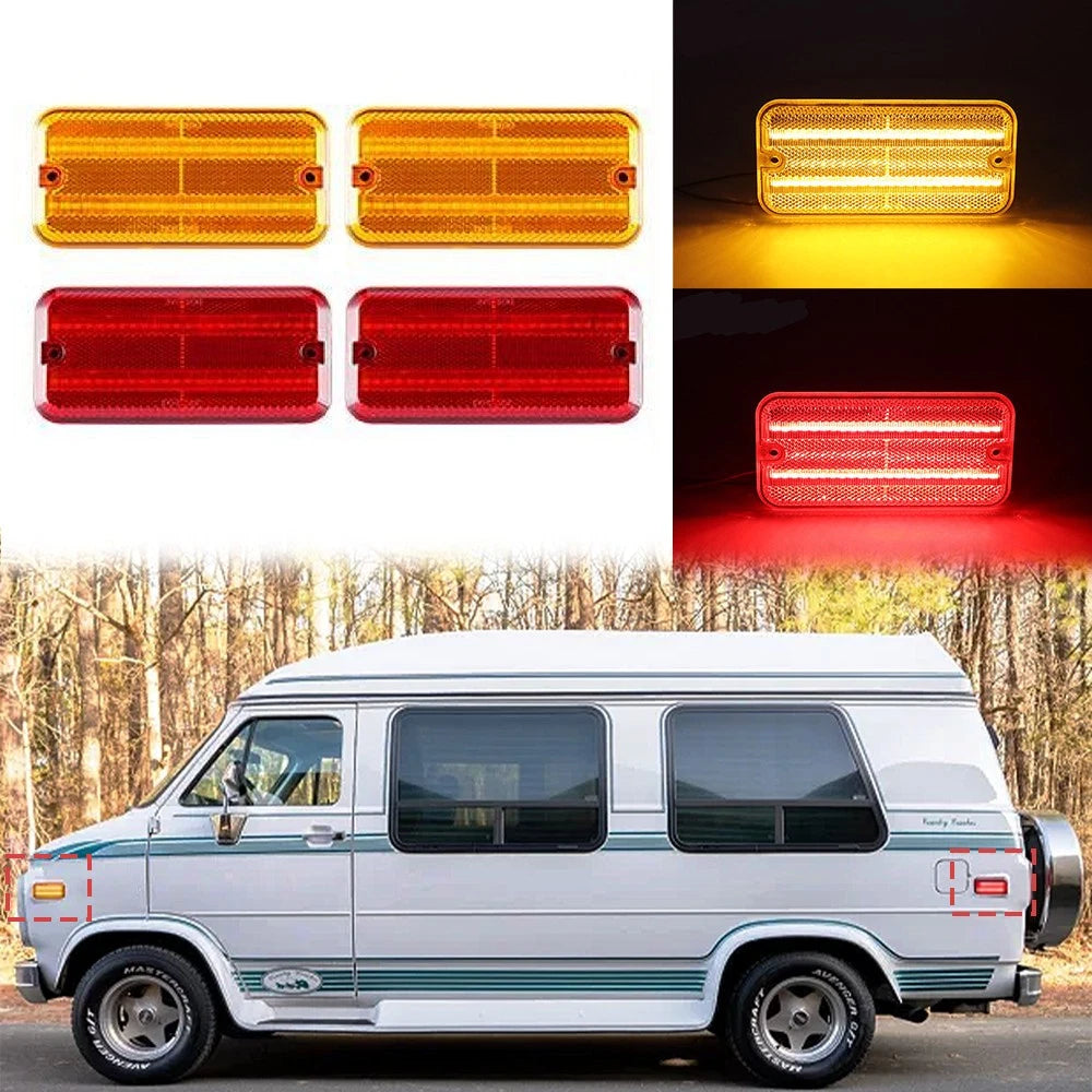 4X LED Side Marker Lights for Chevy G10 G20 GMC G1500 G2500 P30 P3500 (1985–1995)