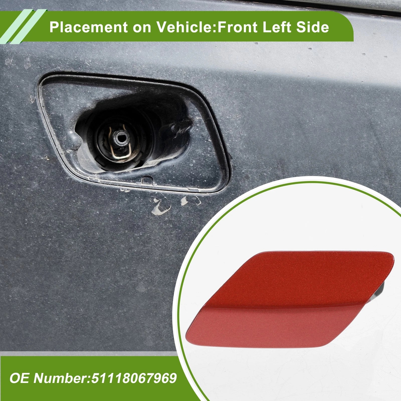 Front Left Washer Nozzle Cover Cap Replacement for BMW 320i (2013–2018)