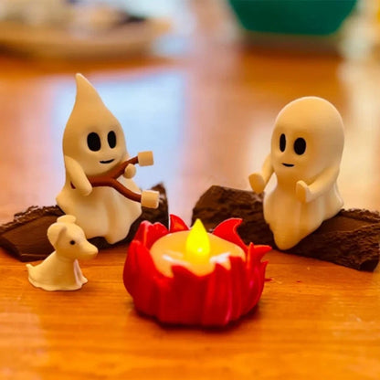 Set of 4 LED Ghost Night Lights for Halloween Decorations