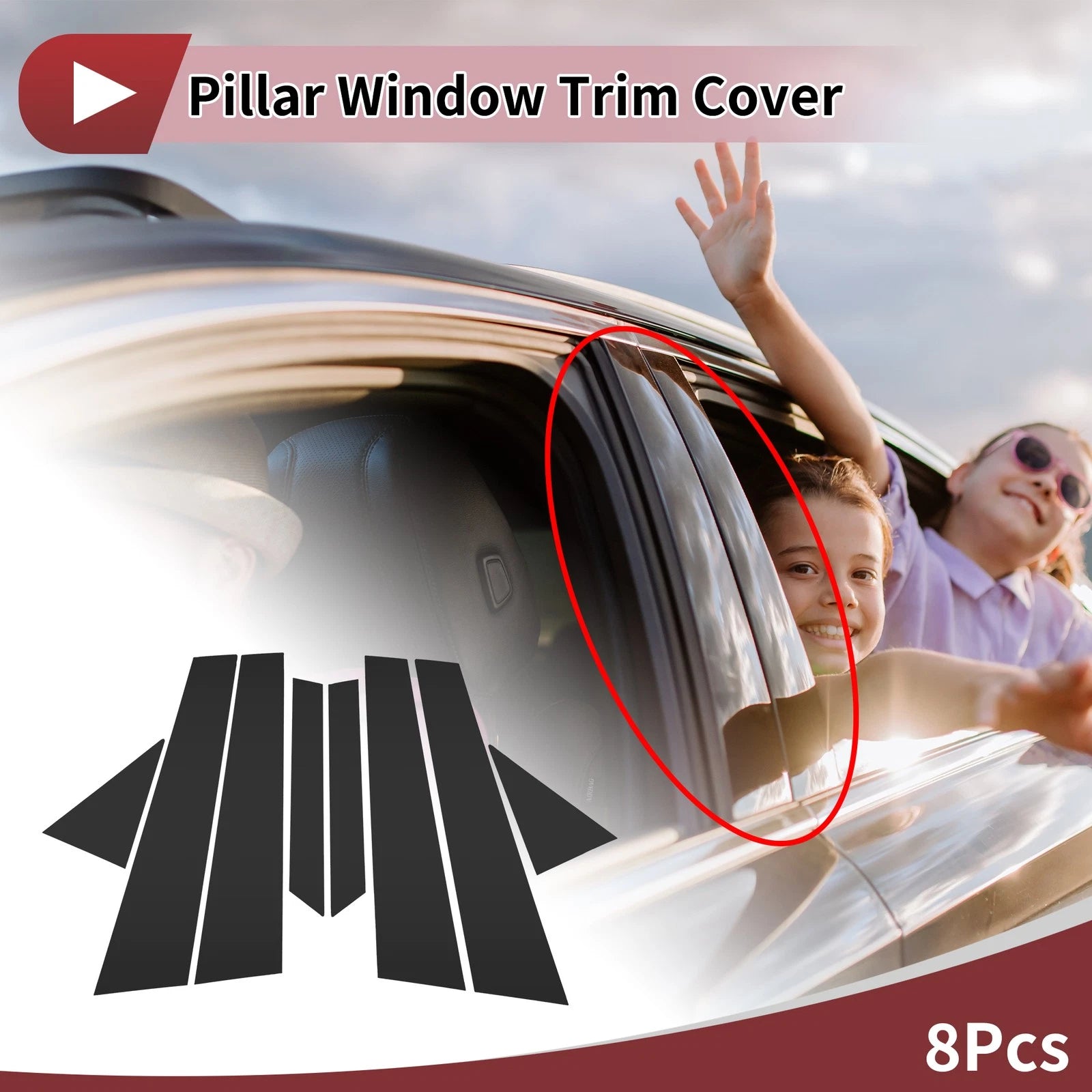 Door Pillar Window Trim Left for Hyundai Elantra (2007–2010) Black