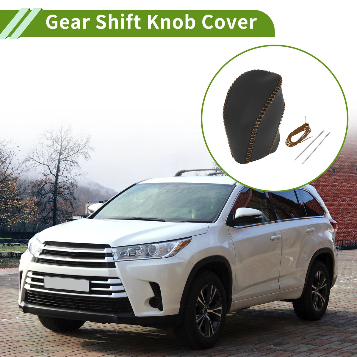 Gear Shift Knob Cover for Toyota Highlander (2008–2013) Black Brown
