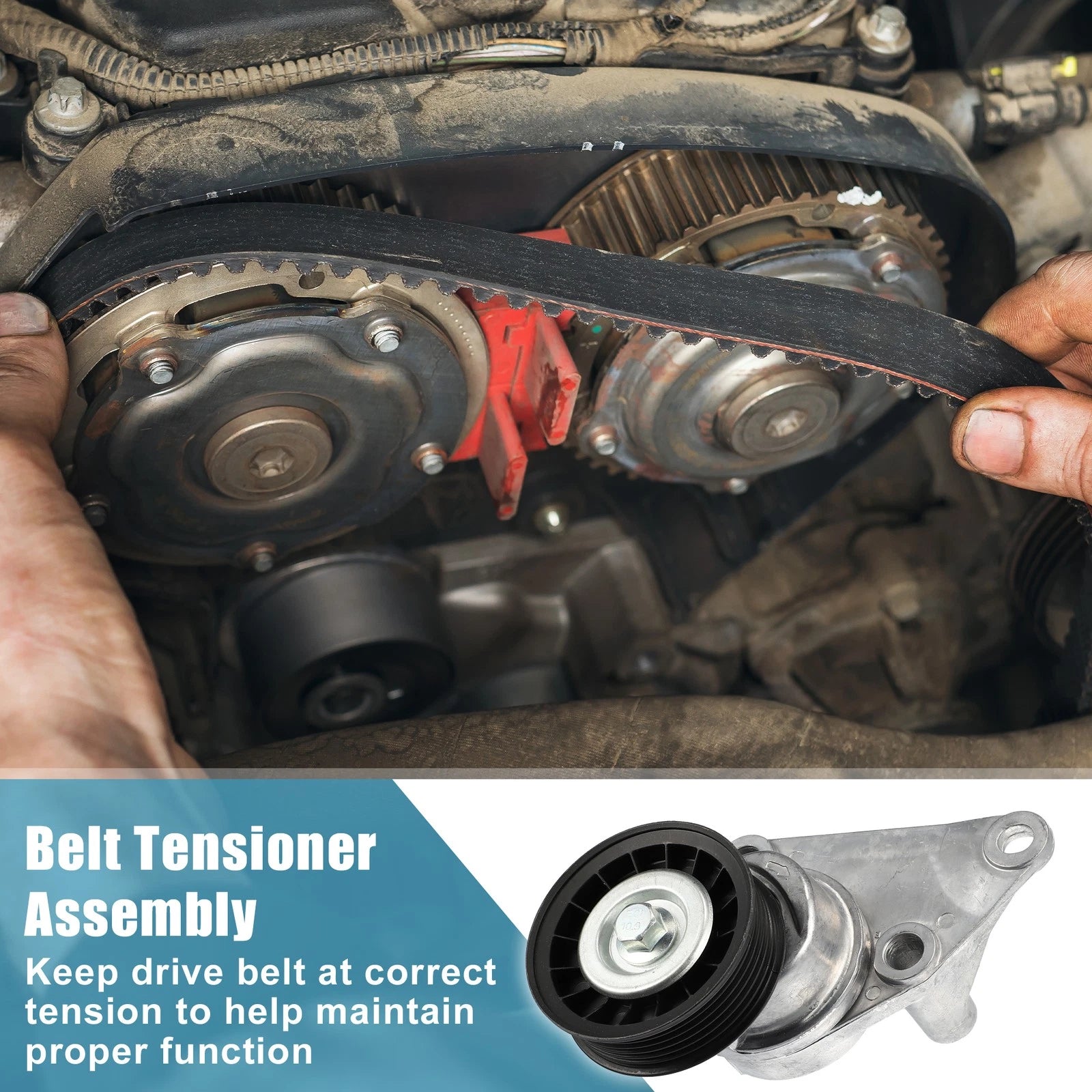 Belt Tensioner Pulley Assembly Replacement for Chevrolet Cadillac (2008–2016)