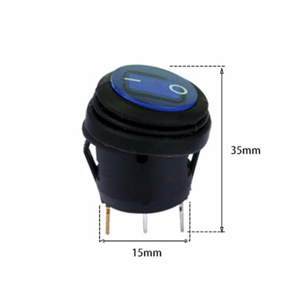 5Pcs Blue LED Round Rocker Switch SPST for Boat Car