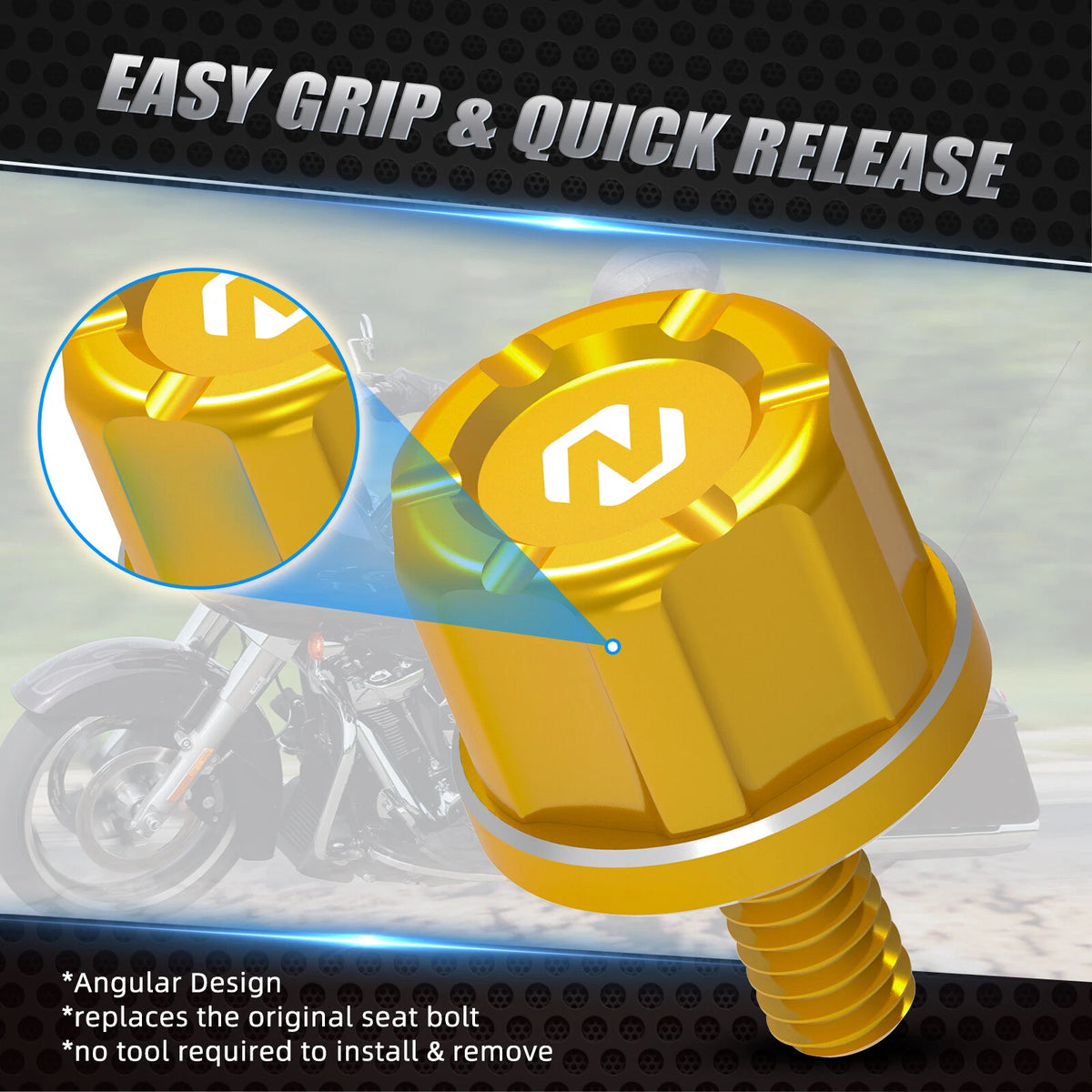 Anodized Rear Seat Bolt Knob for Harley Electra Glide FLHT, Street Glide FLHX (2000–2023)