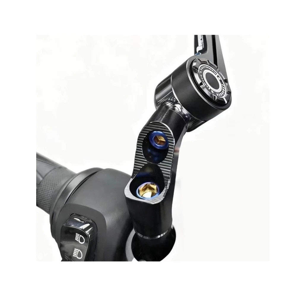 Motorcycle Rear View Mirror Seat with Handlebar Mirror Mount Black ABS Material