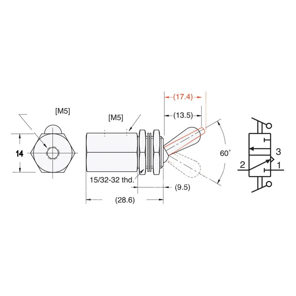 2 Position 3 Way Mechanical Valve TV3S for Compressed Air Signals