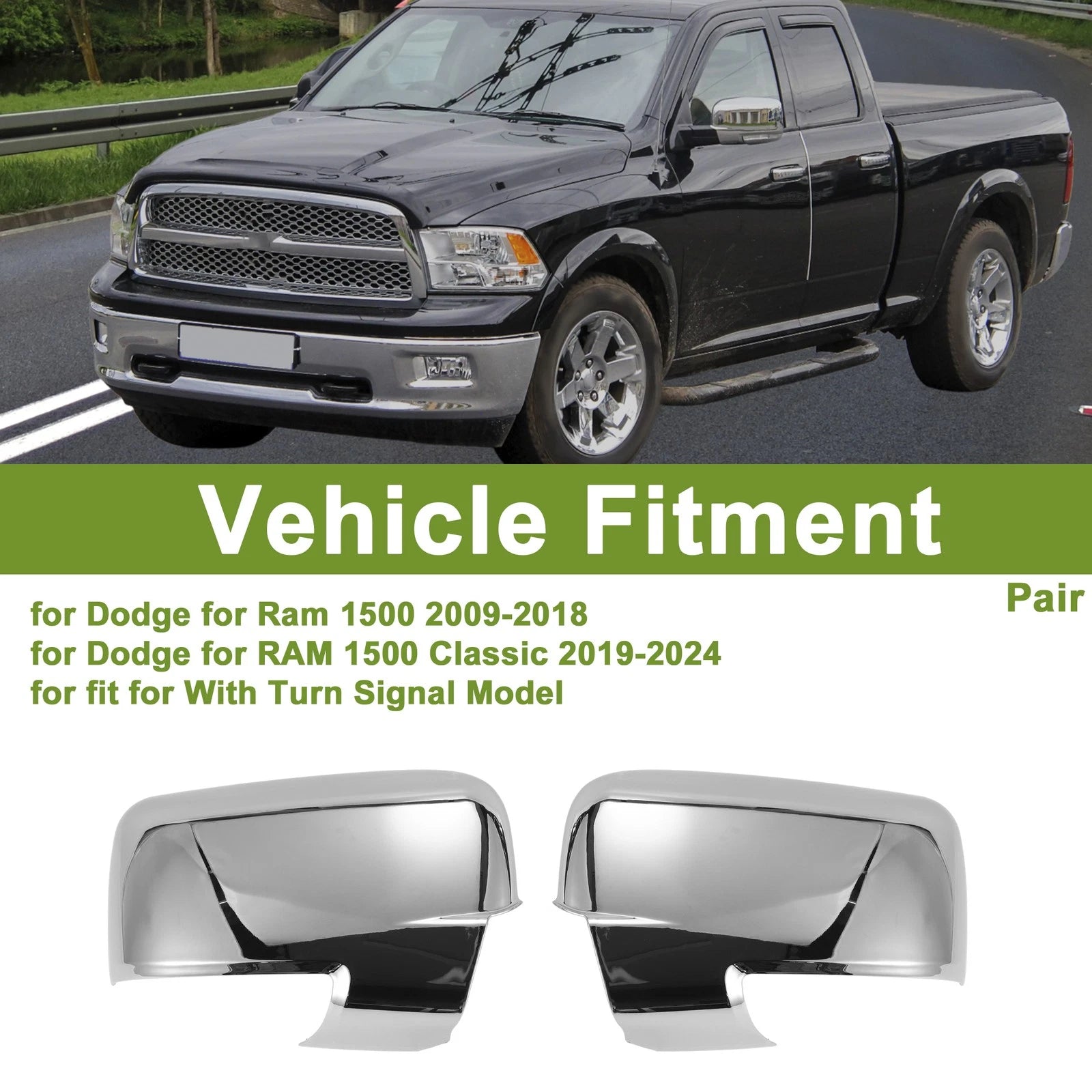 Left Right Side Mirror Cover Cap Replacement Electroplating Color for Dodge (2006–2022)