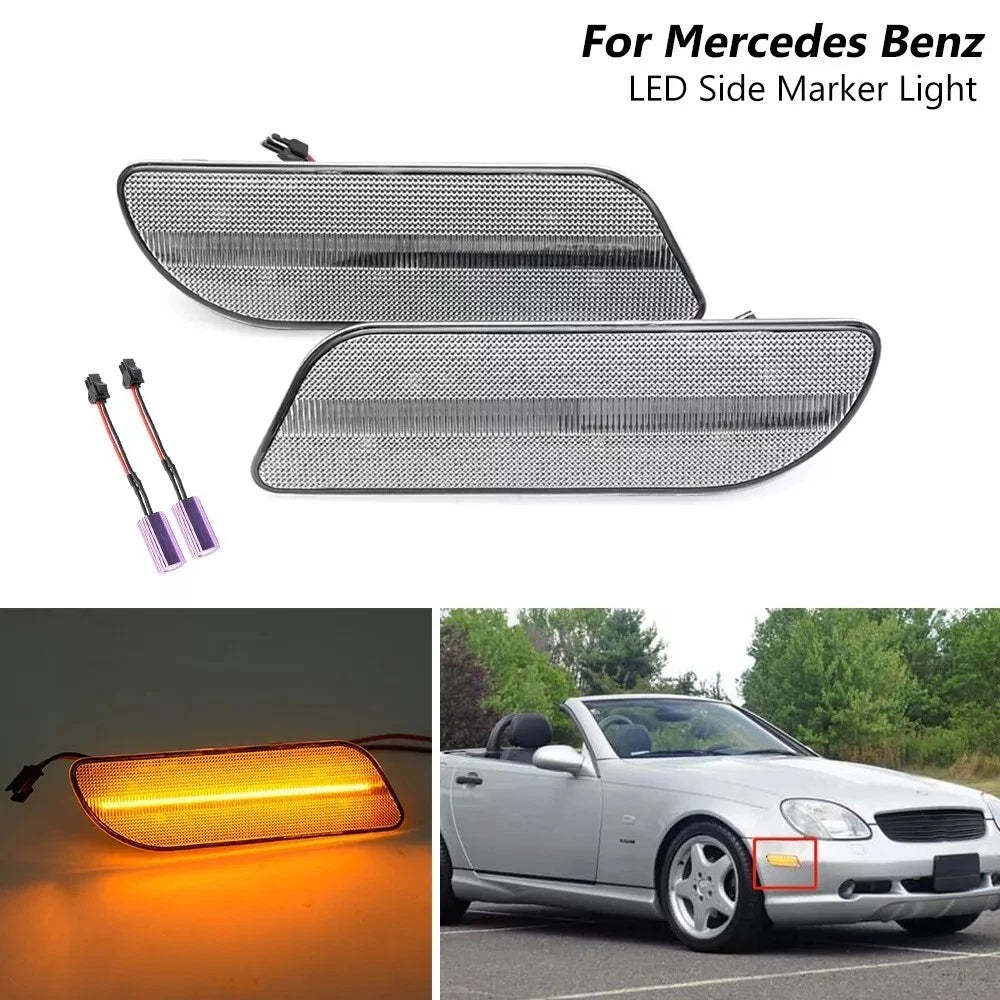 Set of 2 Clear LED Side Marker Lights for Mercedes Benz SLK R170 CLK320 (1998–2004)