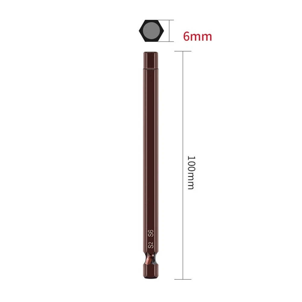 Set of 2 Hex Head Screwdriver Bits 1.5mm 6mm 100mm Length