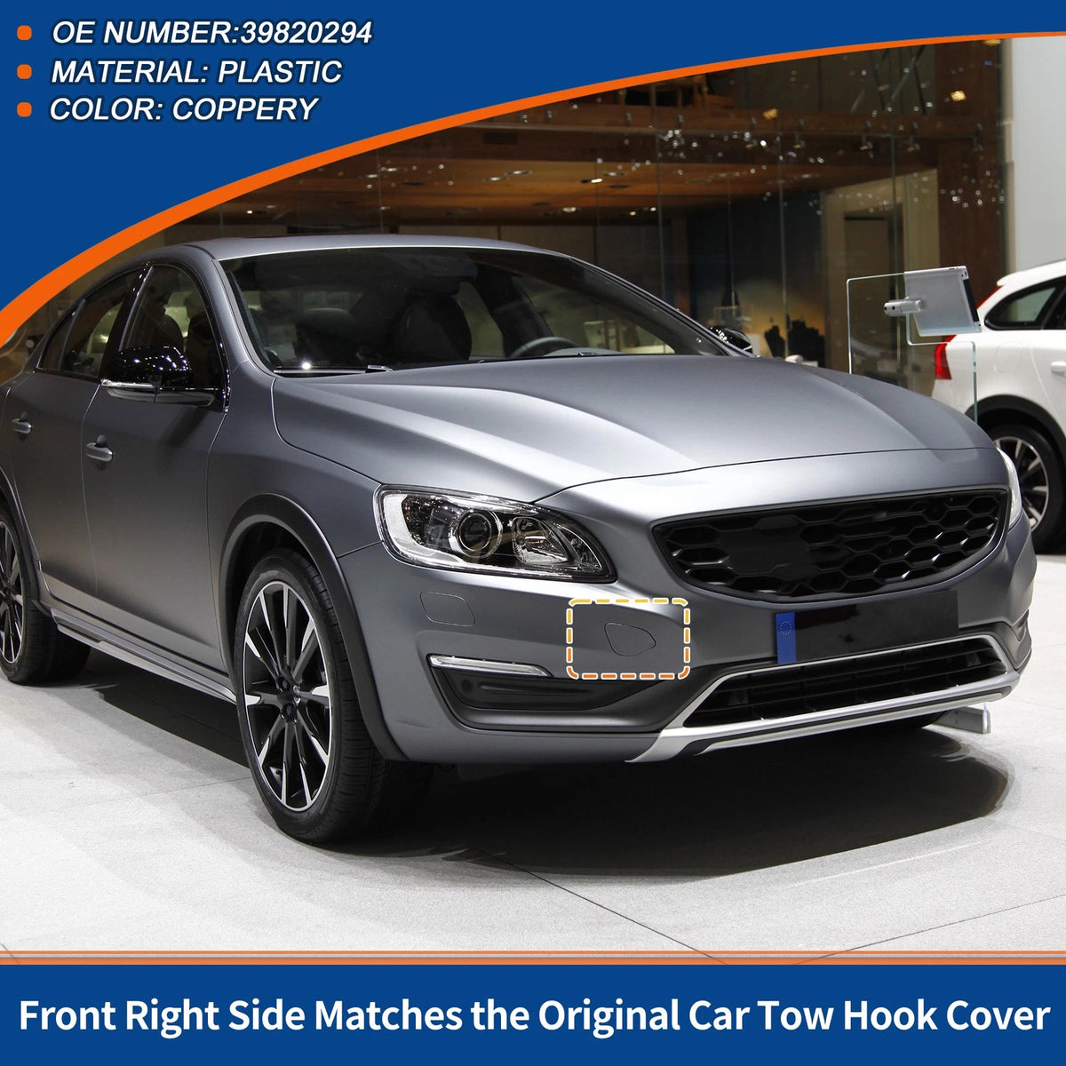 Tow Hook Cover for Volvo S60 (2014–2018) No. 39820294 Coppery