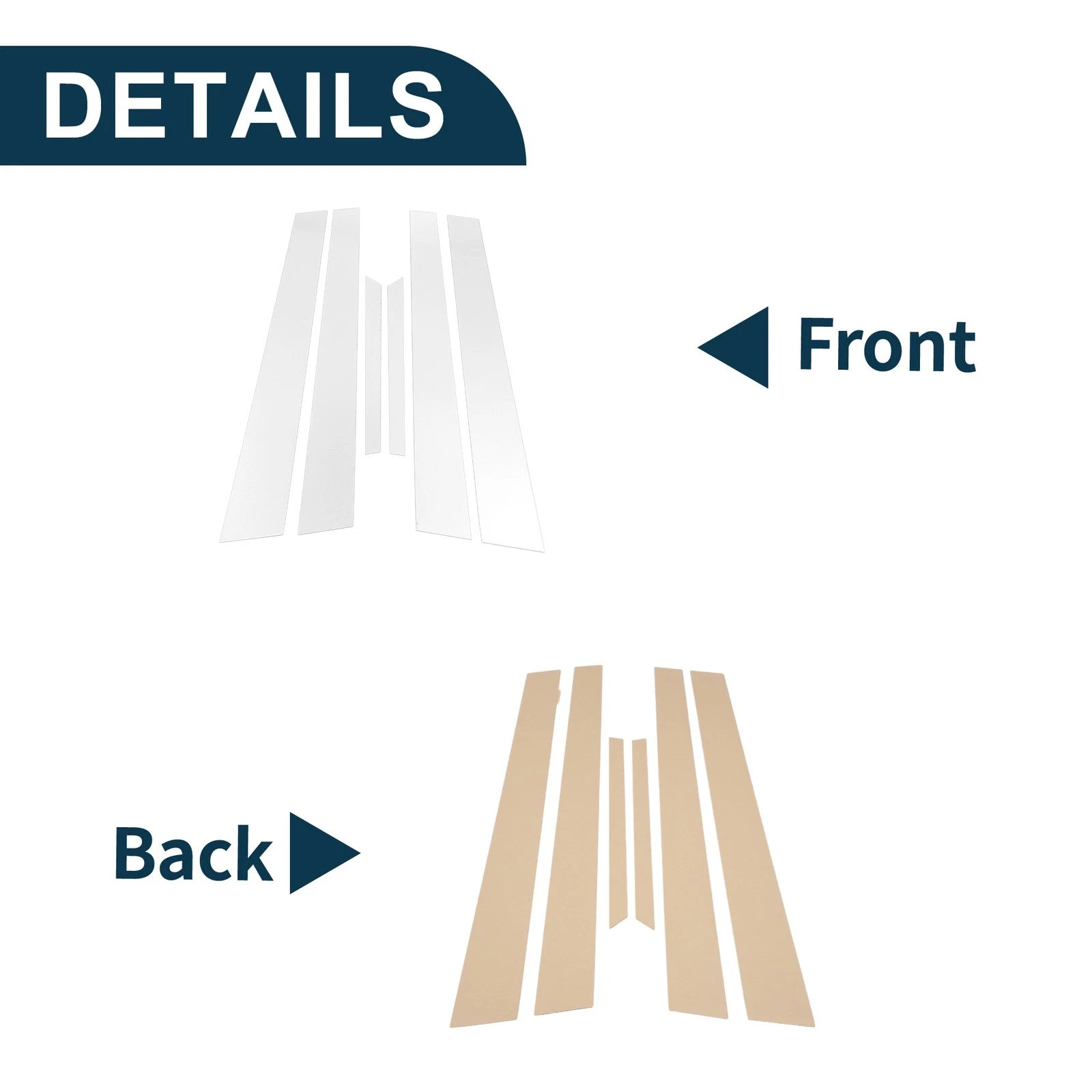 6 Pcs Door Pillar Window Trim Replacement for Honda Accord (1998–2002)