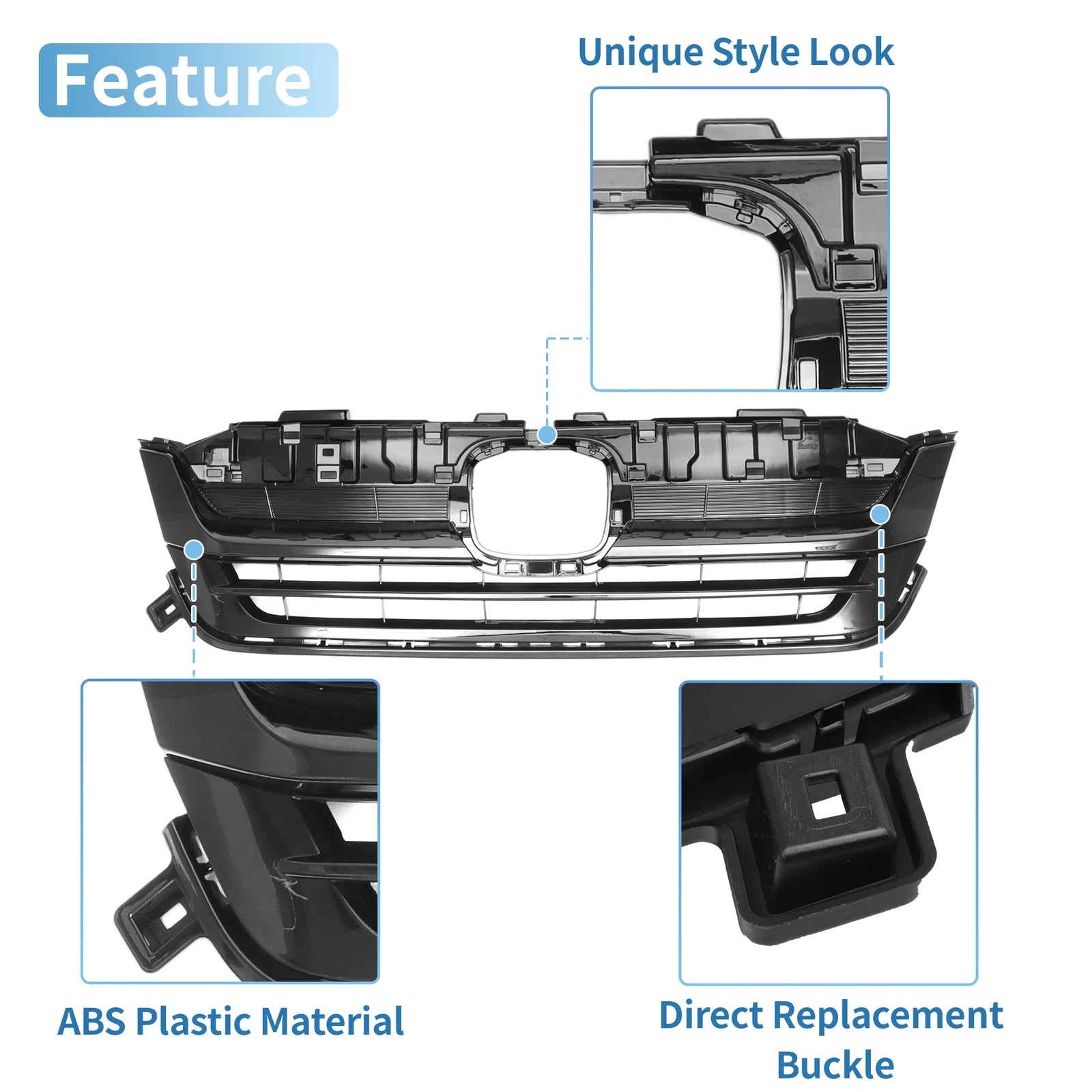 Front Bumper Grille for Honda Pilot (2019–2020) Black