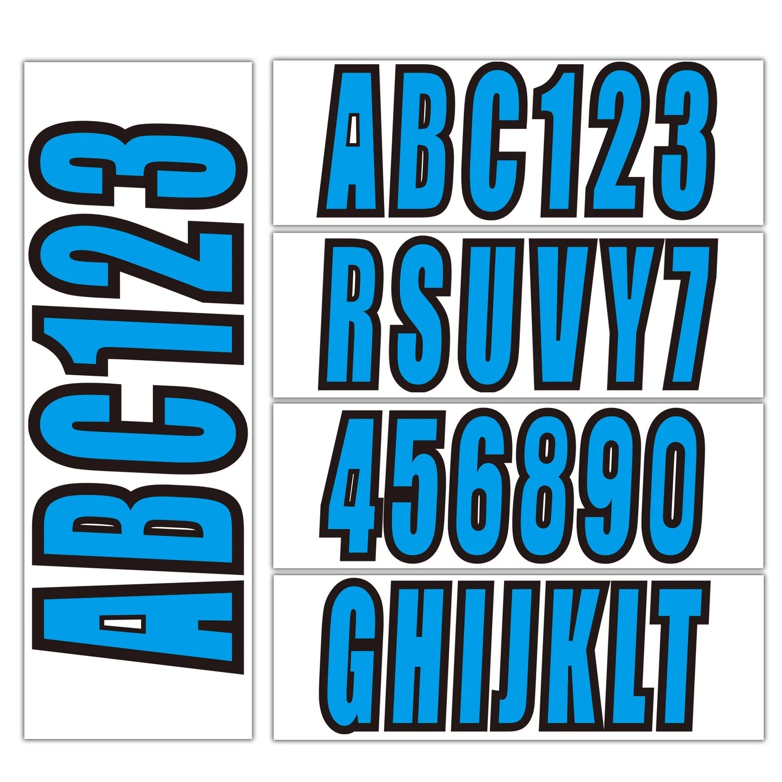 4-Pack Custom 3" Blue Boat Registration Numbers & Letters Stickers